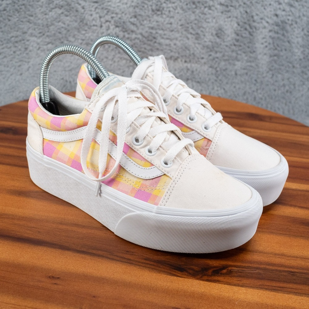 VANS Old Skool Platform M 5.5 W 7 Shoes Pastel Picnic Plaid Sneakers VN0A7Q5MGBX